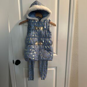 NWOT Emma & Elsa Two Piece Girl Set - Blue Puffer Vest & Leggings Size 10/12